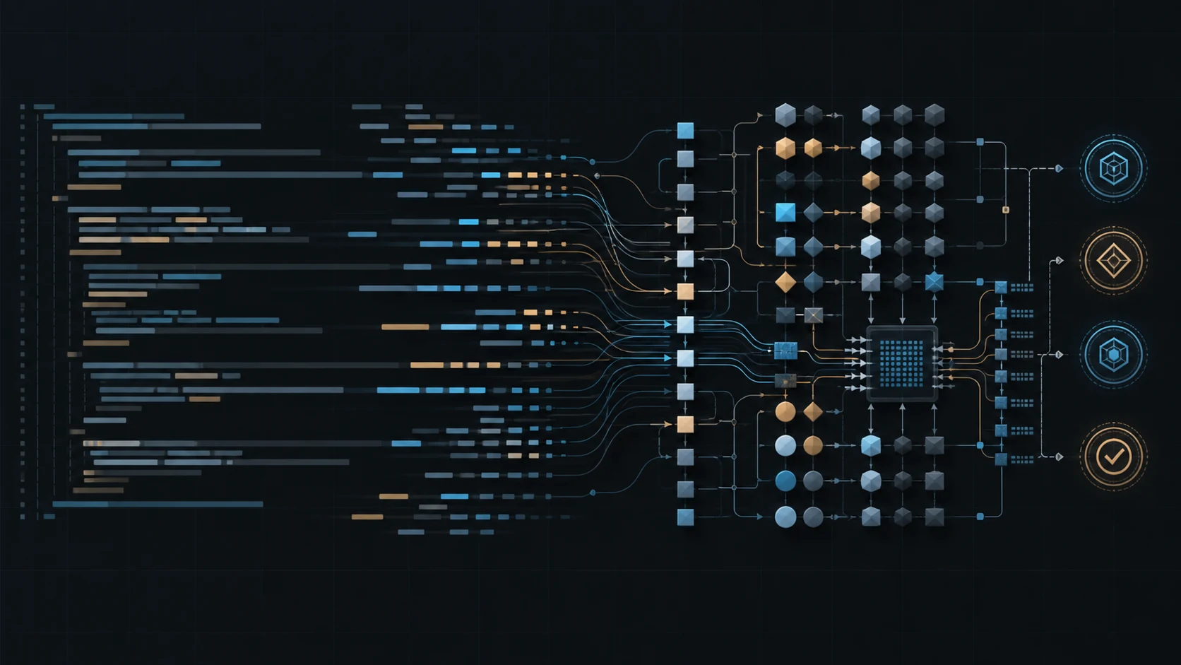 Readable source resolving into a precise machine-native semantic structure